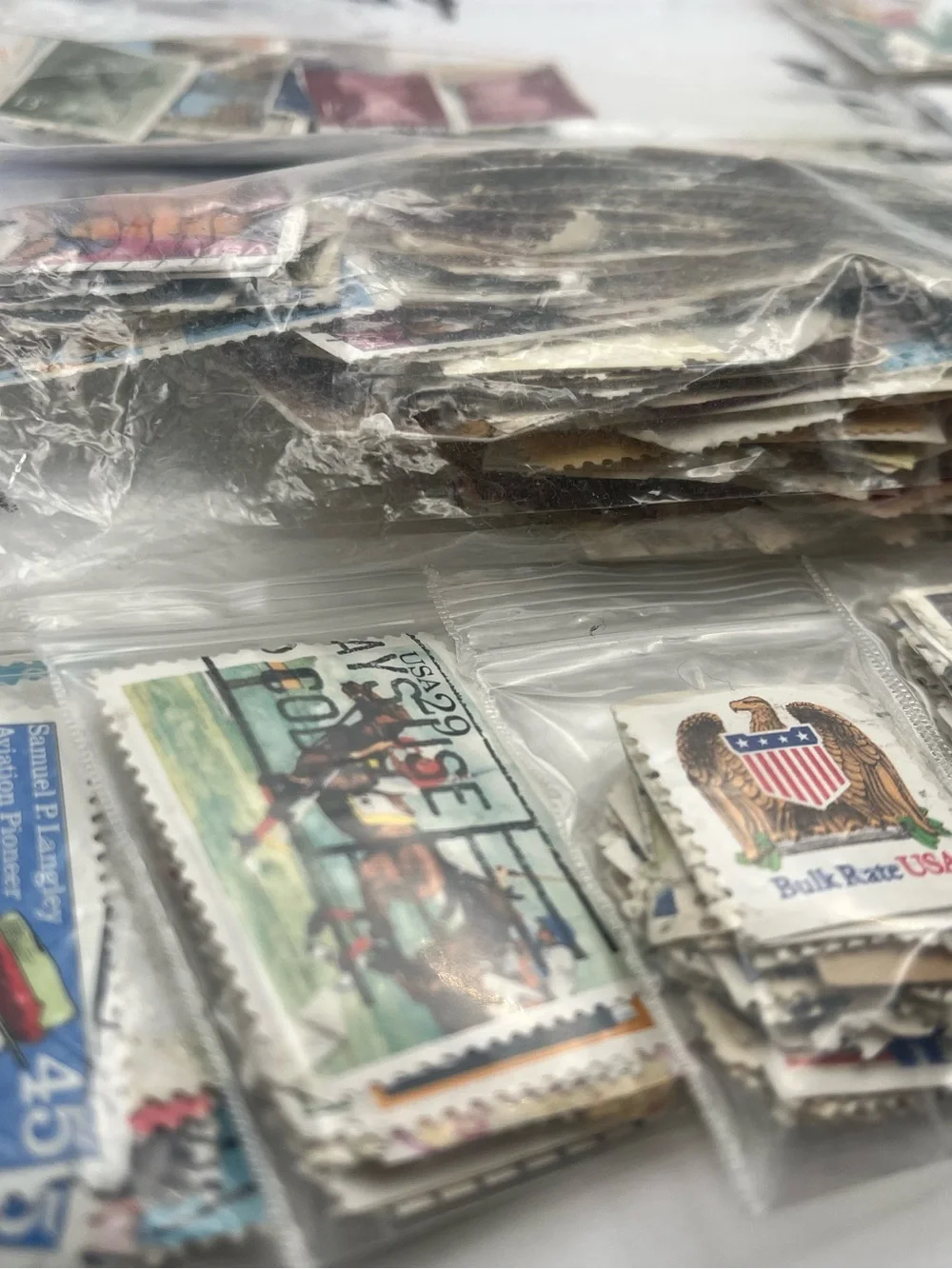 Vintage Postage Stamp Collection Lot USA & Worldwide Hundreds of Used Stamps